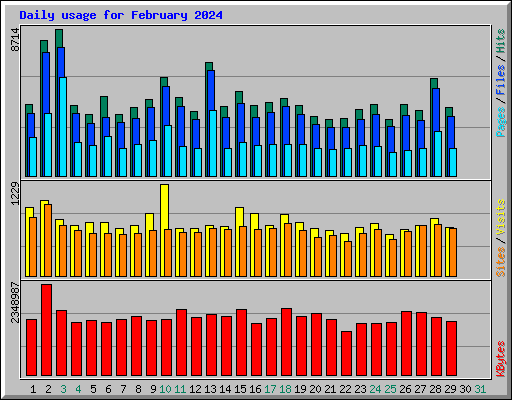 Daily usage for February 2024